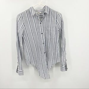 Madewell Women’s Tie Front Shirt Women’s Size XS Blue White Striped F1387